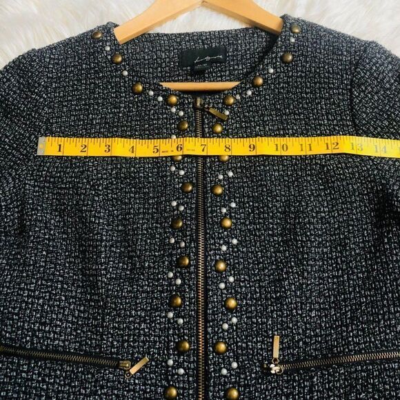 Forever 21 Embellished Gray Tweed Blazer Jacket Women's Medium - Picture 3 of 7